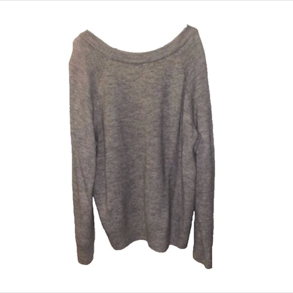 Slouchy, Comfy, Oversized, Shrug, Grey V-Neck Sweater - Picture 2 of 2